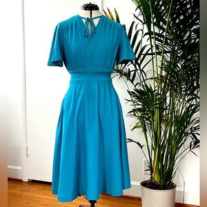 Vintage Blue Dress with Butterfly Sleeves